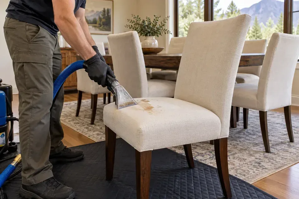 Representative example of dining chair upholstery cleaning