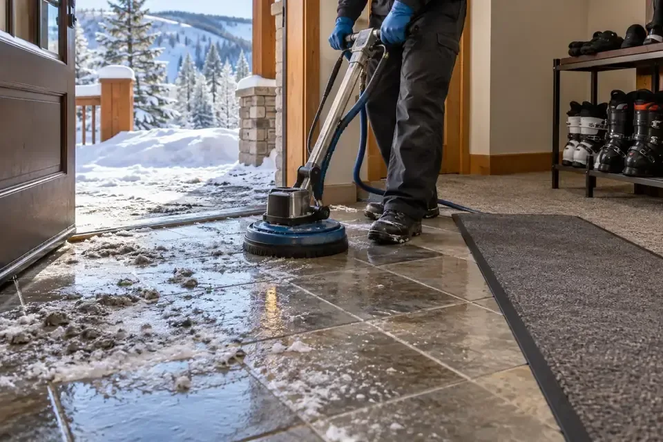 Representative example of winter tile cleaning