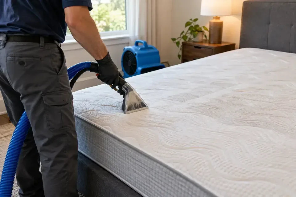 Representative example of low moisture mattress cleaning