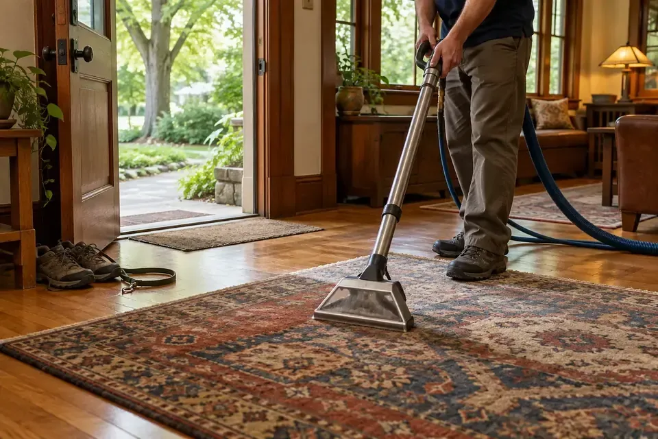 Representative example of wool rug cleaning