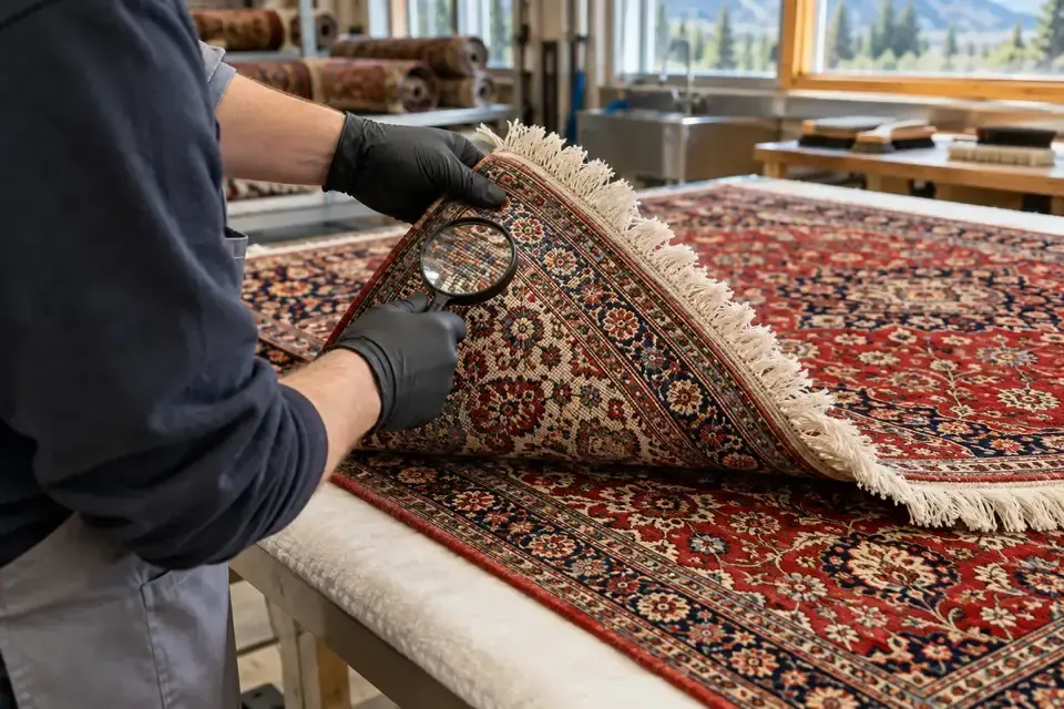 Representative example of persian rug knot inspection